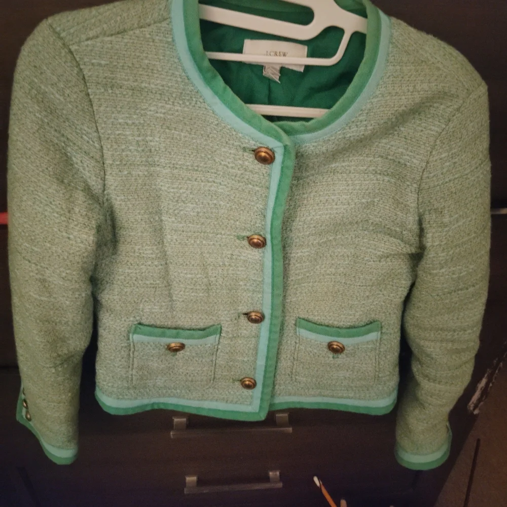 J.CREW Mint Green Tweed Blazer - Size 2